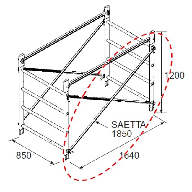Vendita online Saetta diagonale per alzata 1200 mm. per trabattello DOGE 65